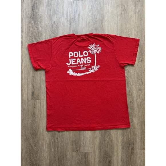 Vintage Y2K Polo Jean Ralph Lauren Coconut Art Logo Red Shirt XL Streetwear Hype - Picture 1 of 7